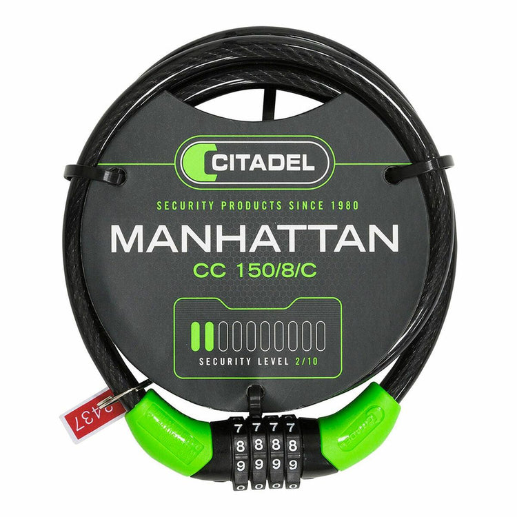 Cable with padlock Citadel Manhattan cc 150/8/c Combination Black 150 cm - Sterilamo