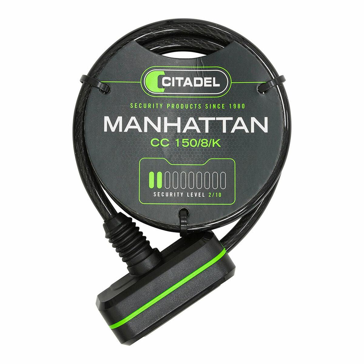 Cable with padlock Citadel Manhattan cc 150/8/k Black 150 cm - Sterilamo