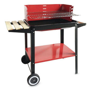 Coal Barbecue with Wheels Algon Black Red (58 x 38 x 72 cm) Enamelled Steel - Sterilamo