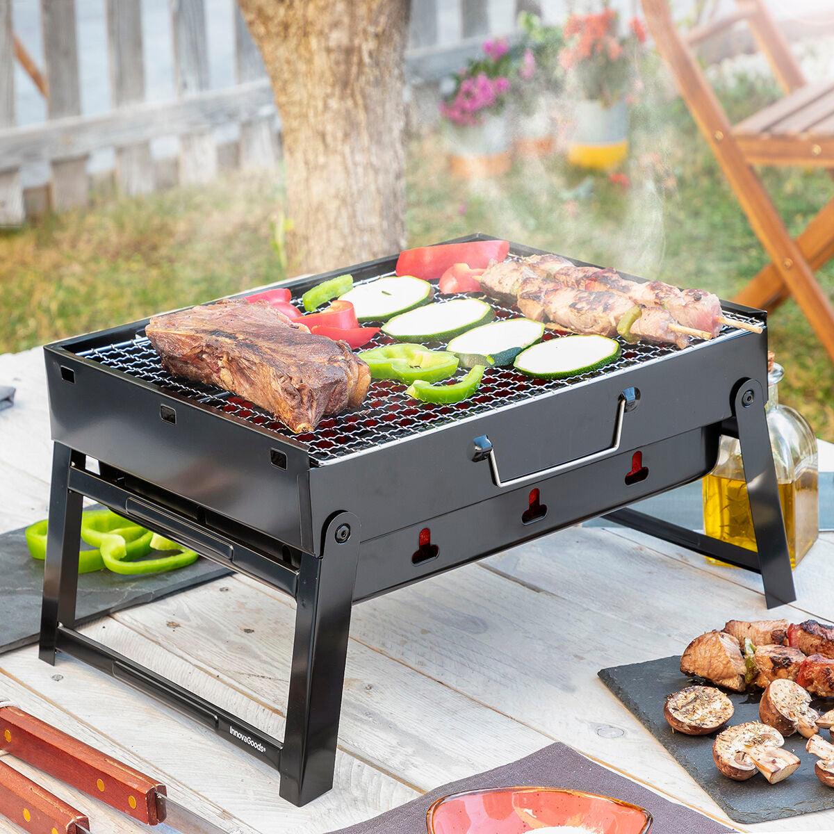 Folding Portable Barbecue for use with Charcoal BearBQ InnovaGoods - Sterilamo