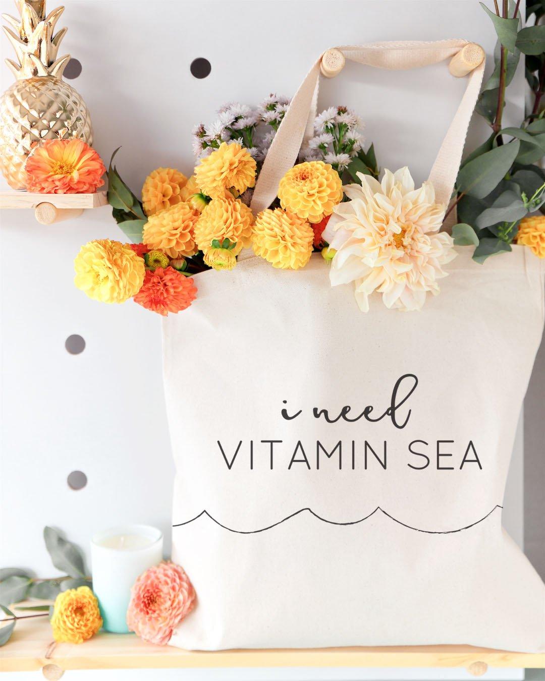 I Need Vitamin Sea Cotton Canvas Tote Bag - Sterilamo