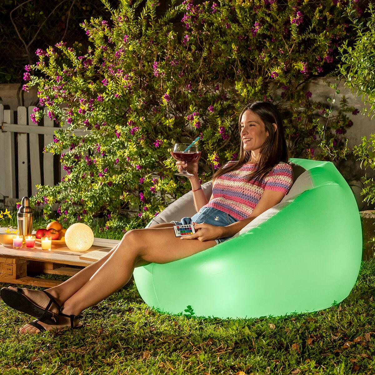 Inflatable Armchair with Multicoloured LED and Remote Control Chight InnovaGoods - Sterilamo
