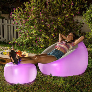 Inflatable Armchair with Multicoloured LED and Remote Control Chight InnovaGoods - Sterilamo