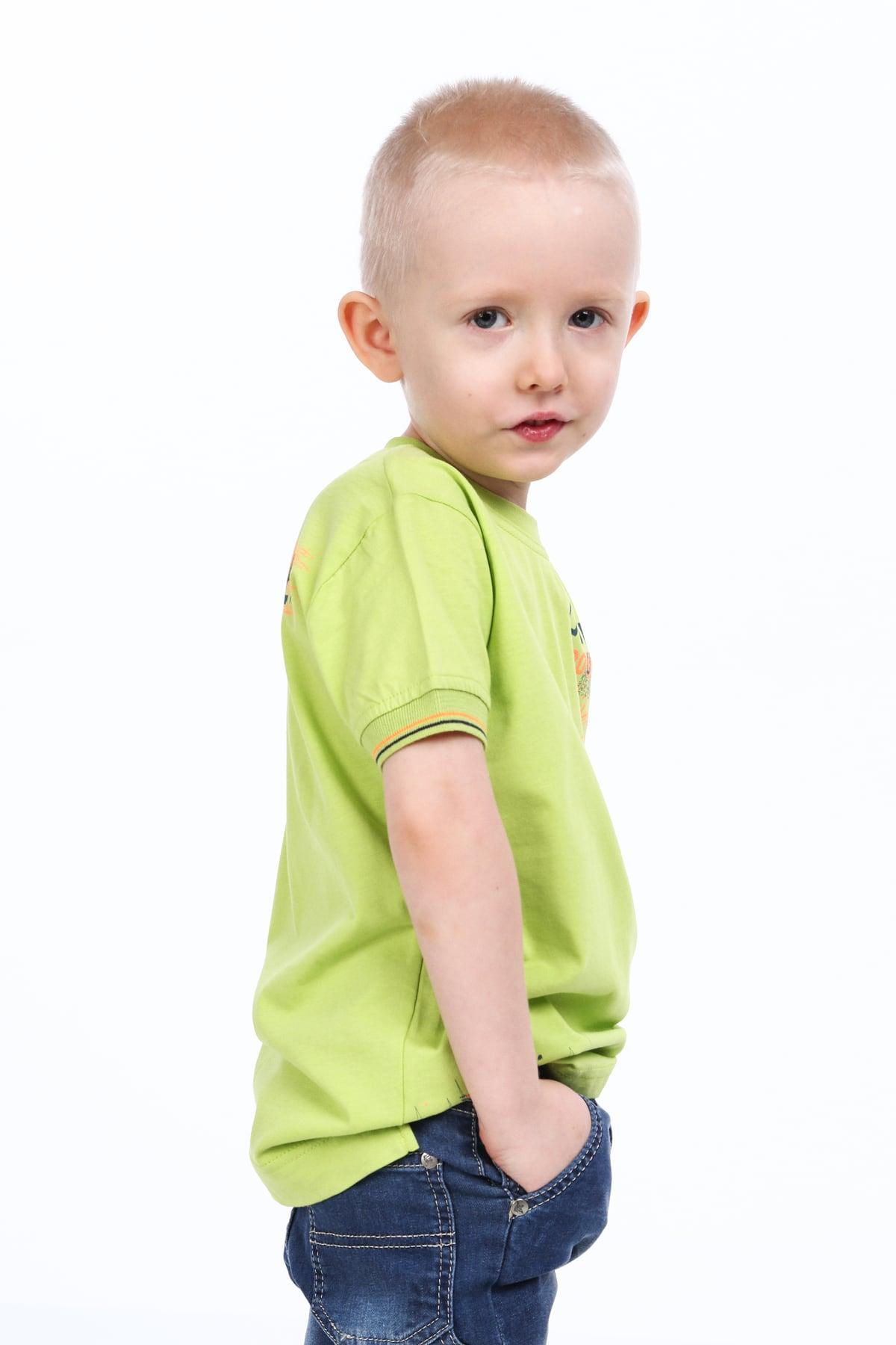 Lime boy t-shirt with inscriptions NDZ7337 - Sterilamo