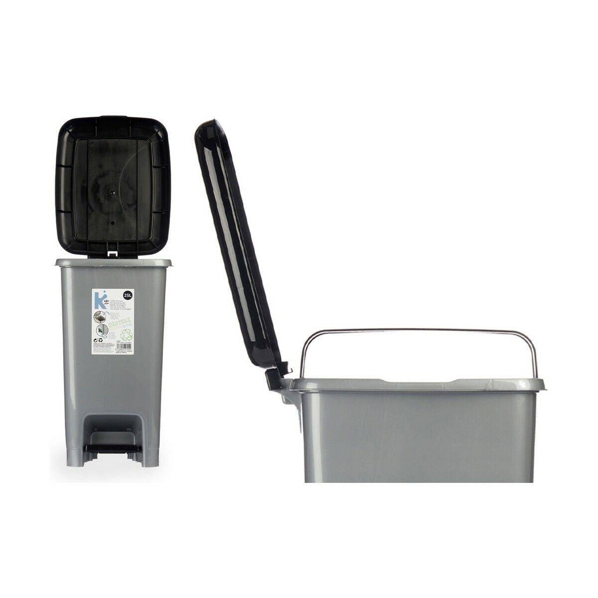 Pedal bin Black Grey Plastic 25 L (37 x 47 x 26,9 cm) (8 Units) - Sterilamo