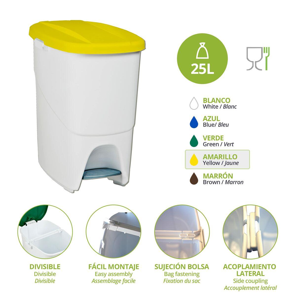 Pedal bin White 25 L (39,3 x 27 x 42 cm) - Sterilamo