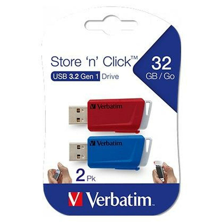 Pendrive Verbatim Store 'n' Click 2 Pieces Multicolour 32 GB - Sterilamo