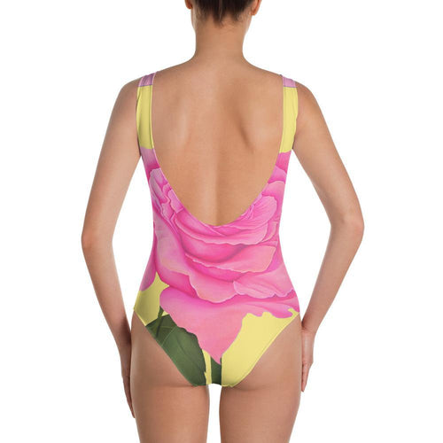 Pink and Yellow Rose One-Piece Swimsuit - Sterilamo