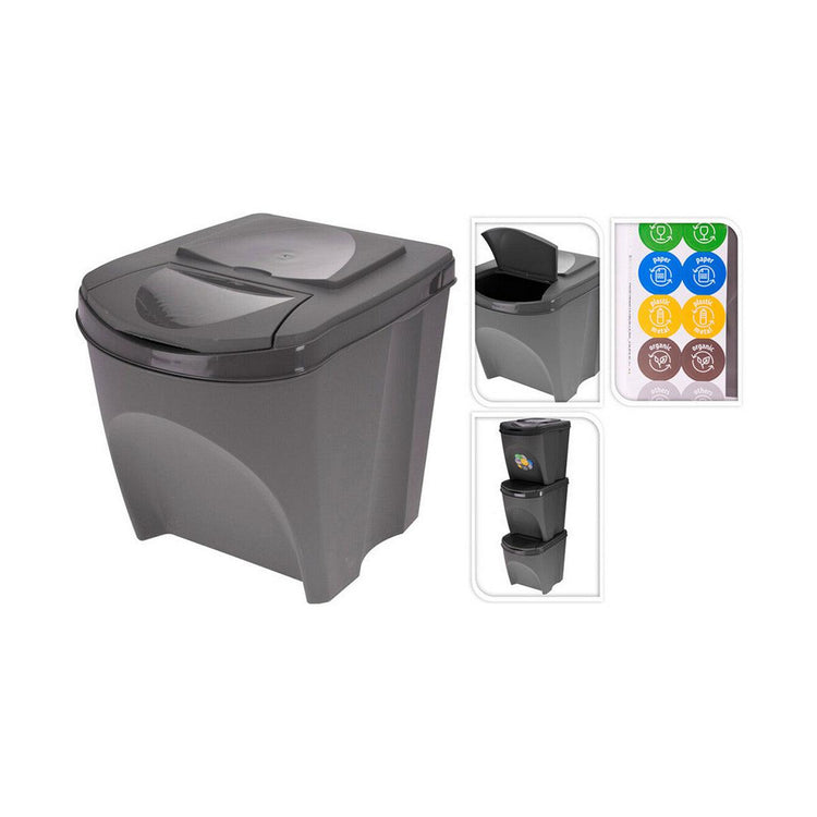 Recycling Waste Bin Sortibox Black (3 x 25 l) - Sterilamo