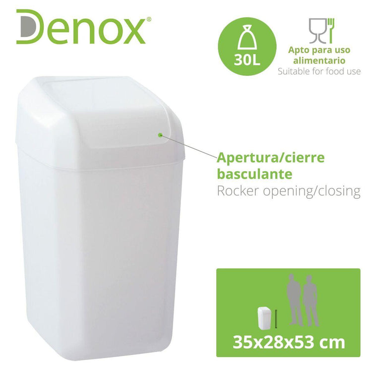 Rubbish bin Denox White 30 L (35 x 28 x 53 cm) - Sterilamo