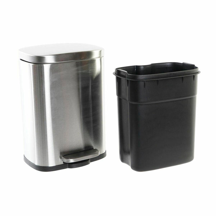 Rubbish Bin DKD Home Decor 21,5 x 18,5 x 30 cm Silver Stainless steel 5 L Basic - Sterilamo