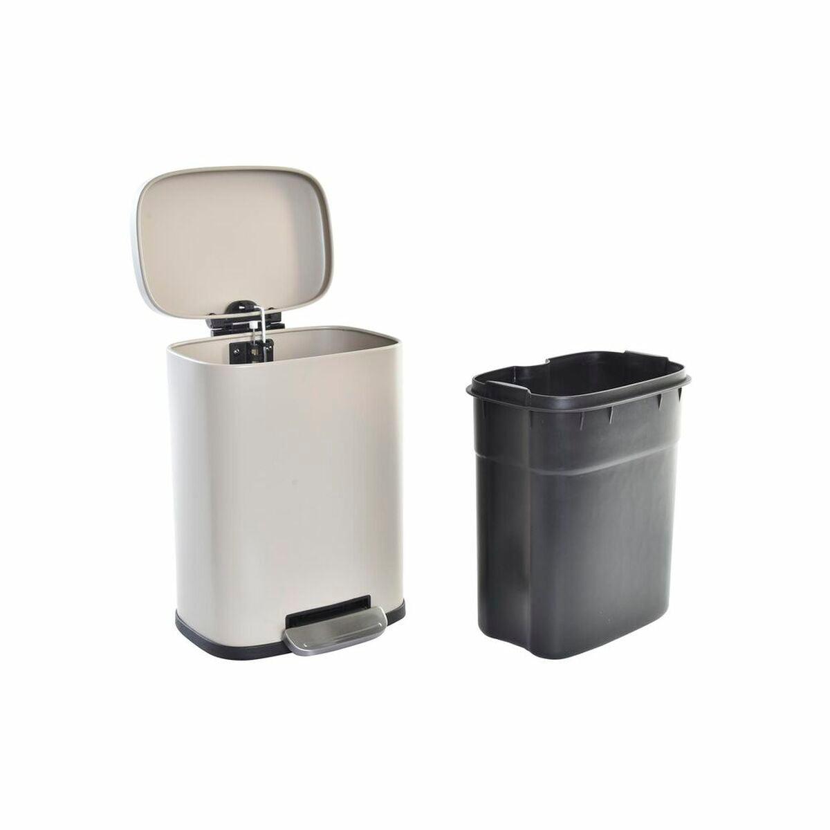 Rubbish Bin DKD Home Decor Matt 21 x 15 x 29,5 cm Metal Cream 5 L Basic - Sterilamo