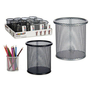 Rubbish bin Silver Black Metal 600 ml (9 x 9,7 x 9 cm) - Sterilamo