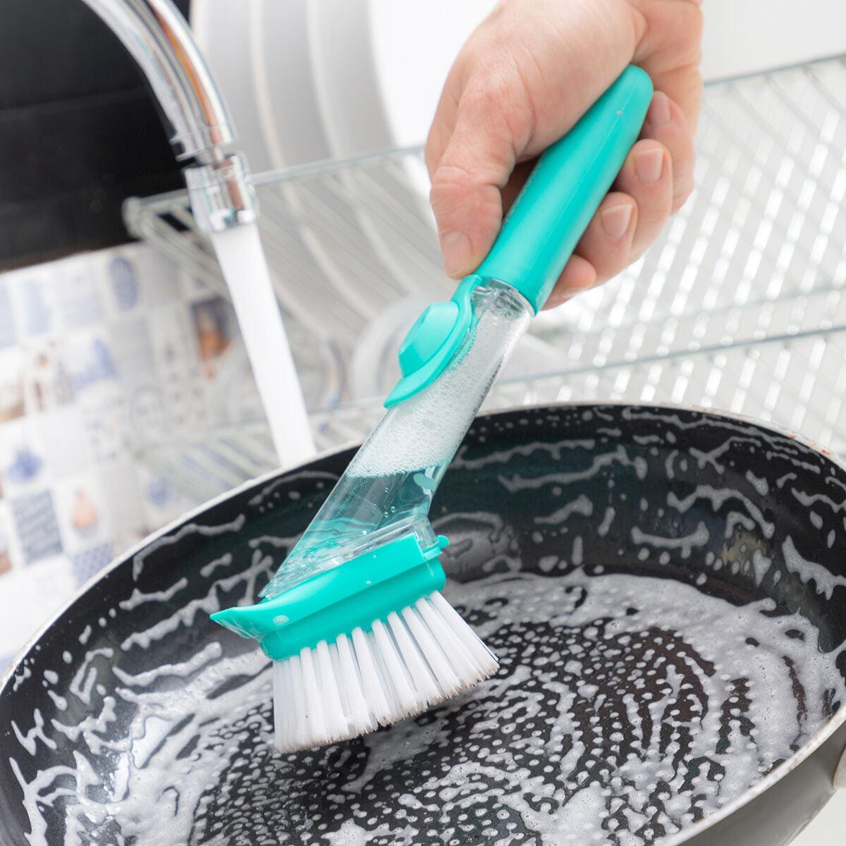 Scourer Brush with Handle and Soap Dispenser Cleasy InnovaGoods - Sterilamo