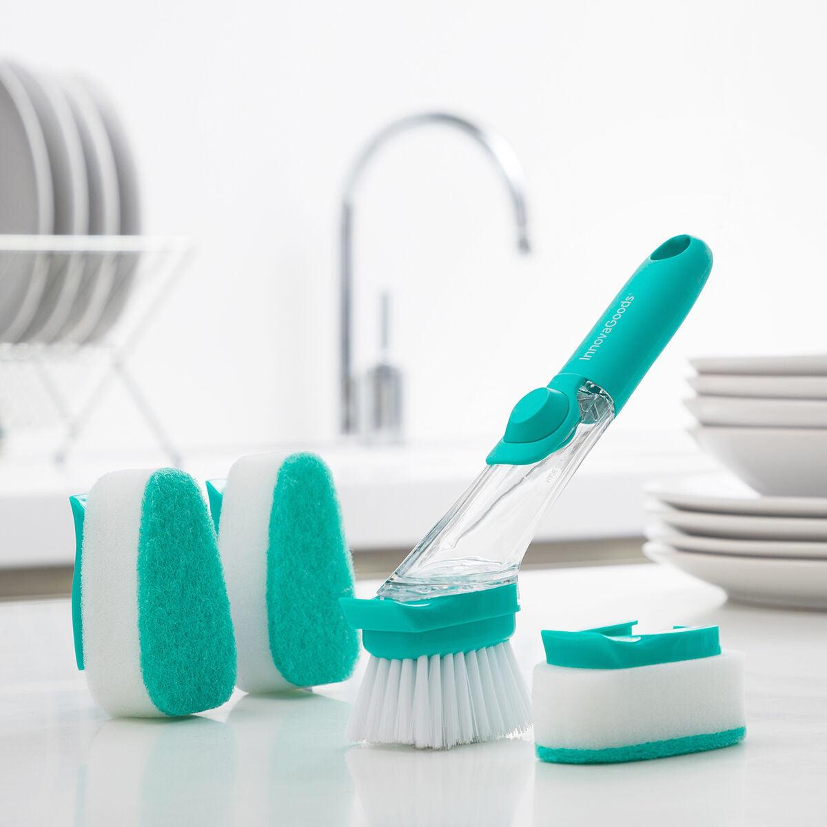 Scourer Brush with Handle and Soap Dispenser Cleasy InnovaGoods - Sterilamo