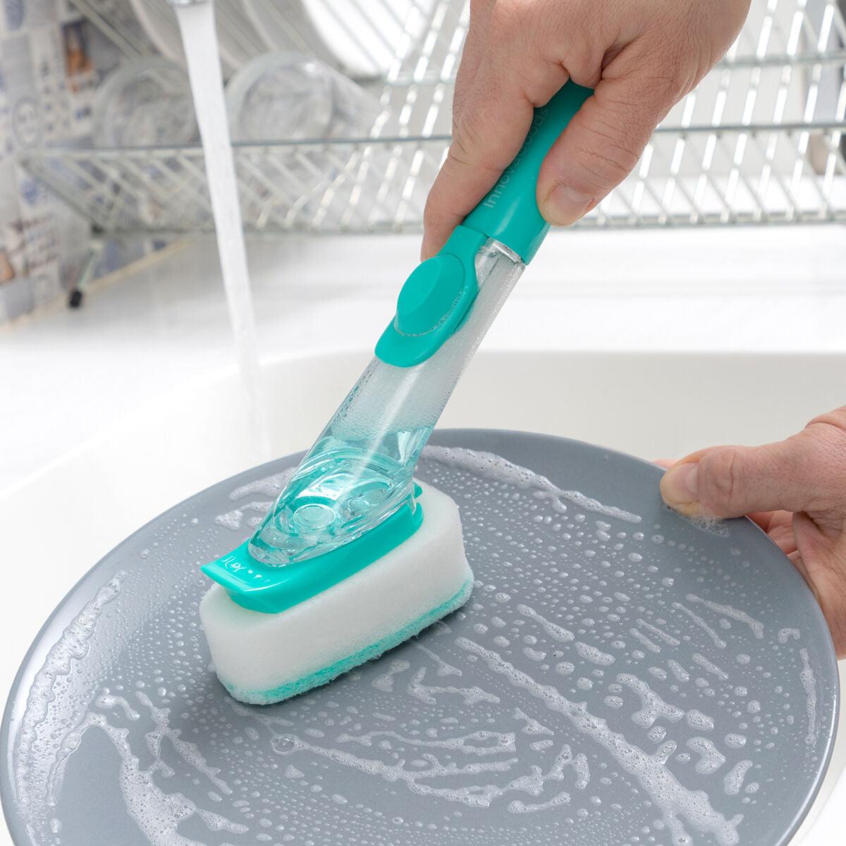 Scourer Brush with Handle and Soap Dispenser Cleasy InnovaGoods - Sterilamo