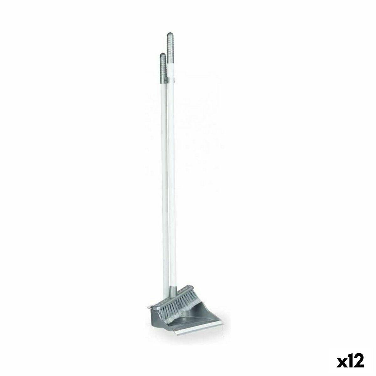 Sweeping Brush and Dustpan Cleaning Set Silver Plastic (12 Units) - Sterilamo