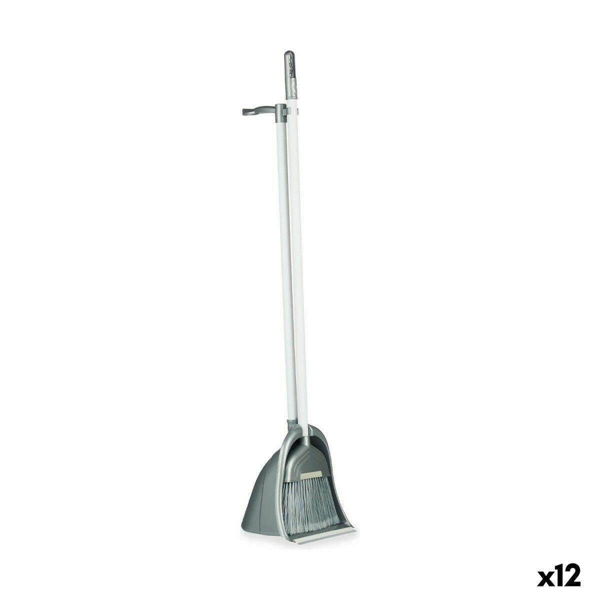 Sweeping Brush and Dustpan Cleaning Set Silver Plastic (12 Units) - Sterilamo