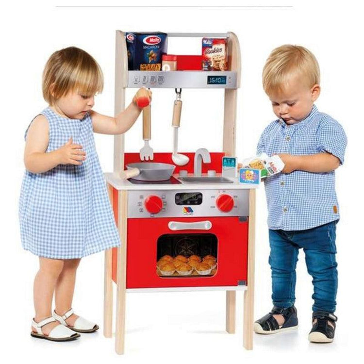 Toy kitchen Moltó 21293 Wood Red (10 pcs) - Sterilamo