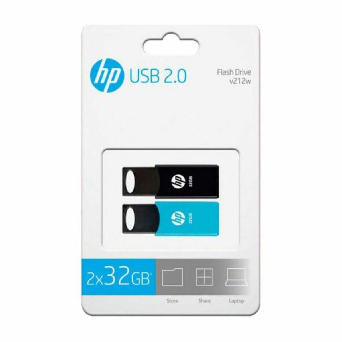 USB stick HP 212 USB 2.0 Blue/Black (2 uds) - Sterilamo