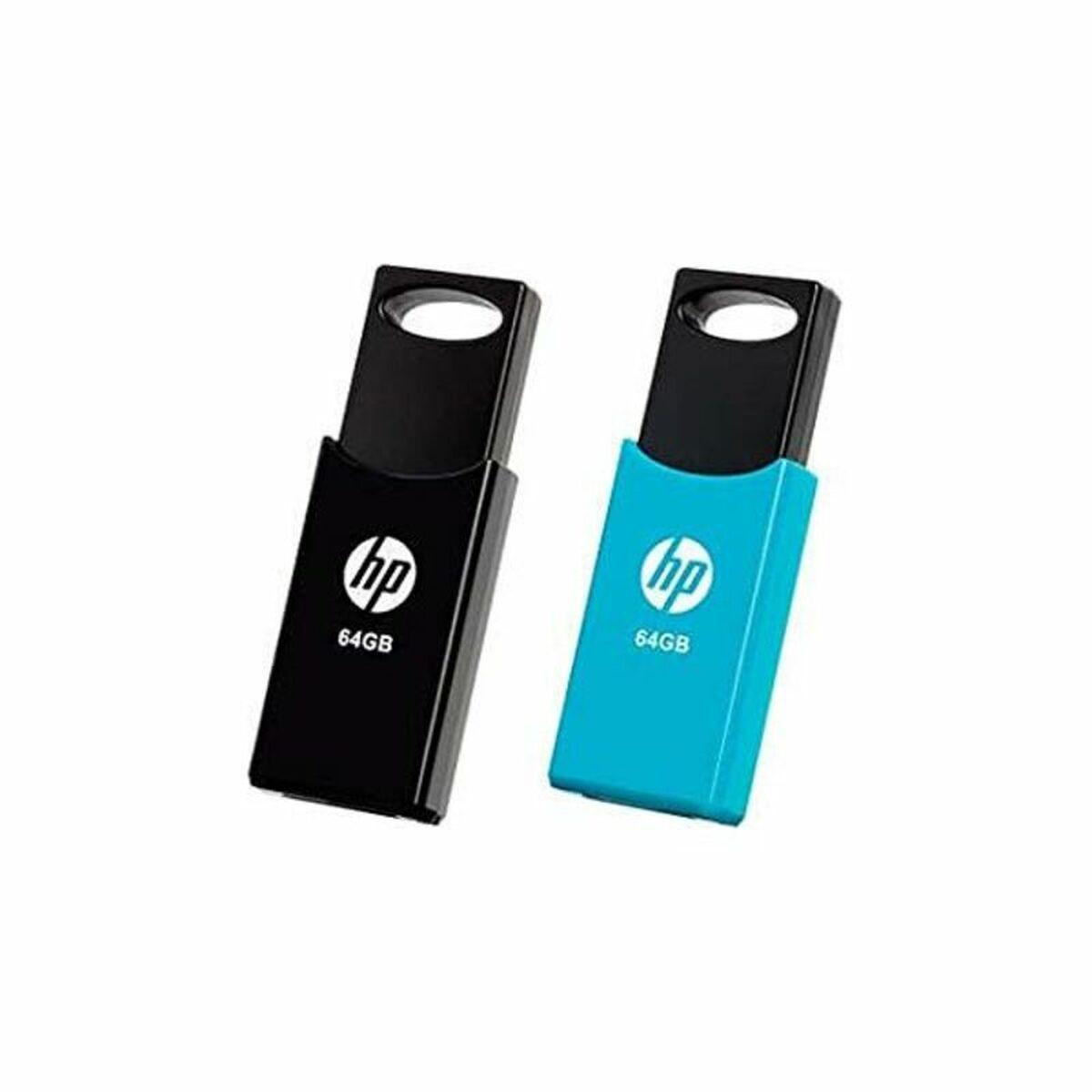 USB stick HP 212 USB 2.0 Blue/Black (2 uds) - Sterilamo