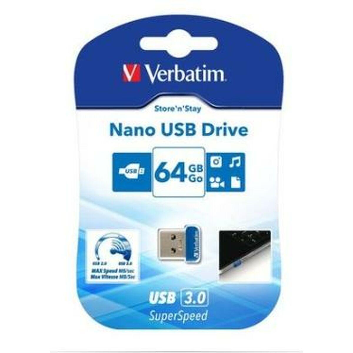 USB stick Verbatim Store 'n' Stay NANO Black Grey Blue 64 GB - Sterilamo