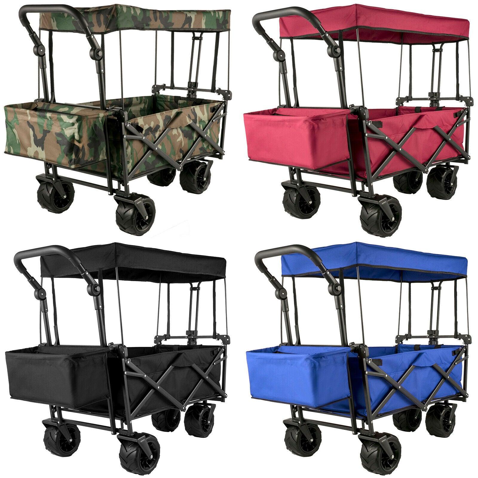 VEVOR 7In Wheel Folding Wagon Cart 220.5 Capacity W/ Adjustable Handle - Sterilamo