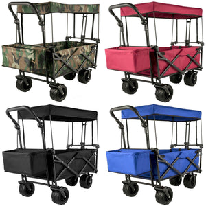 VEVOR 7In Wheel Folding Wagon Cart 220.5 Capacity W/ Adjustable Handle - Sterilamo