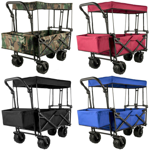 Vevor 7in Wheel Folding Wagon Cart 220.5 Capacity W/ Adjustable Handle - Sterilamo