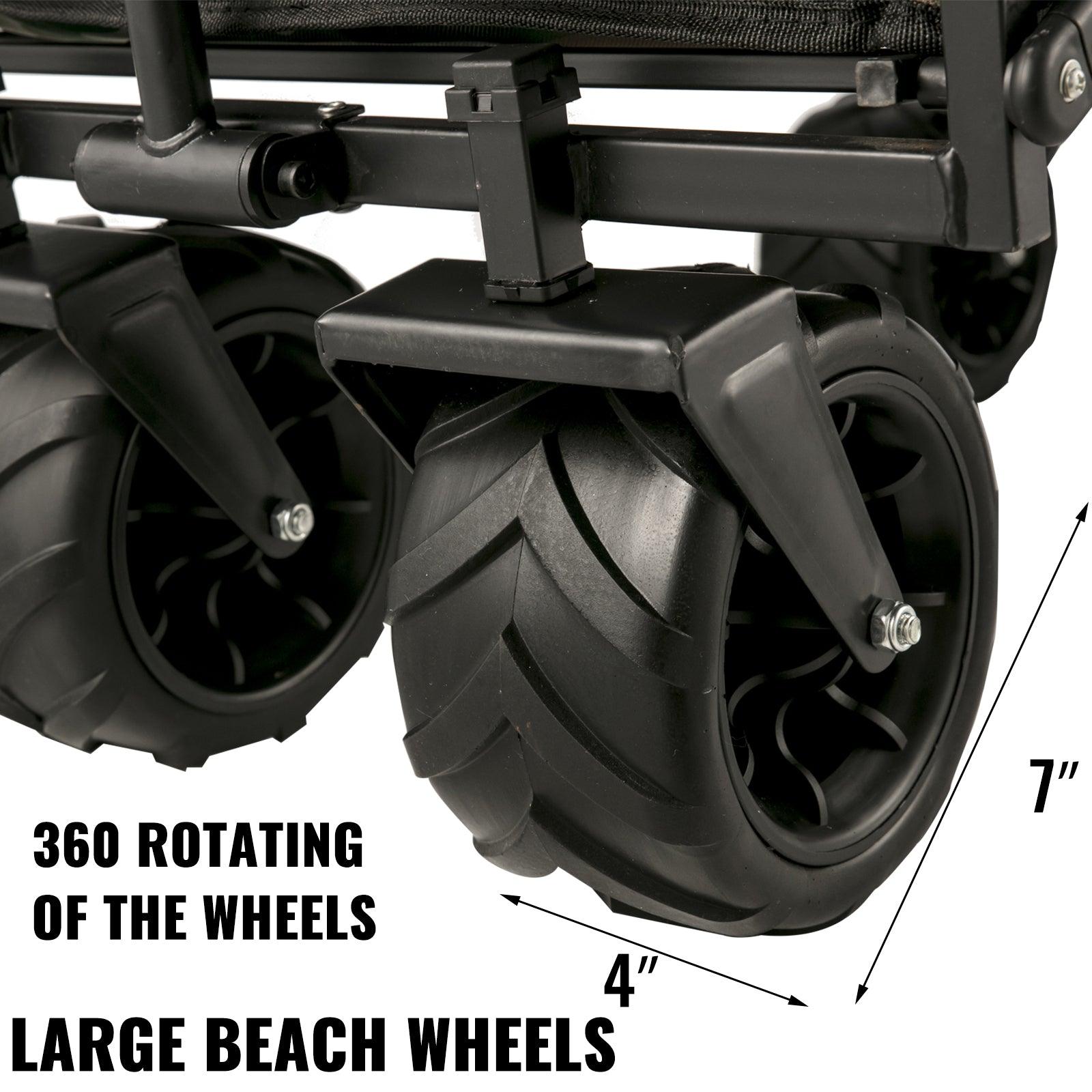 VEVOR 7In Wheel Folding Wagon Cart 220.5 Capacity W/ Adjustable Handle - Sterilamo