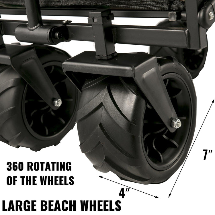 VEVOR 7In Wheel Folding Wagon Cart 220.5 Capacity W/ Adjustable Handle - Sterilamo