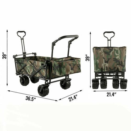 VEVOR 7In Wheel Folding Wagon Cart 220.5 Capacity W/ Adjustable Handle - Sterilamo