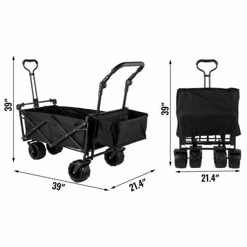 Vevor 7in Wheel Folding Wagon Cart 220.5 Capacity W/ Adjustable Handle - Sterilamo