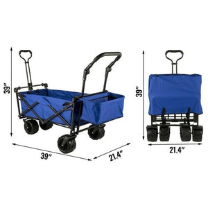 Vevor 7in Wheel Folding Wagon Cart 220.5 Capacity W/ Adjustable Handle - Sterilamo