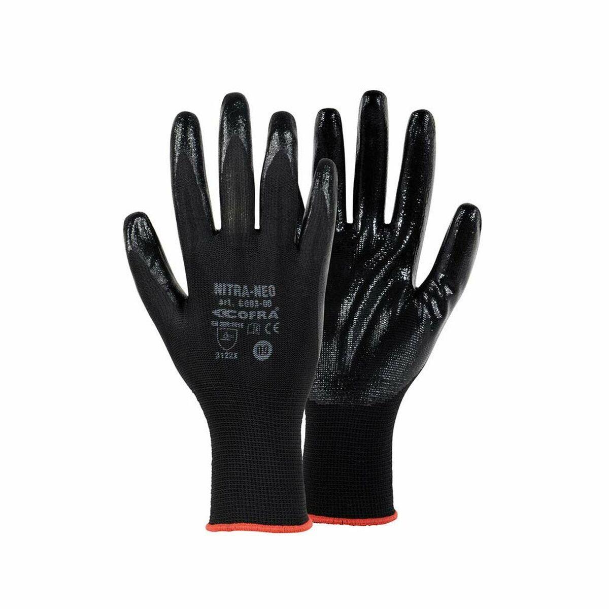 Work Gloves Cofra Skinproof Black Nylon Elastane Nitrile - Sterilamo