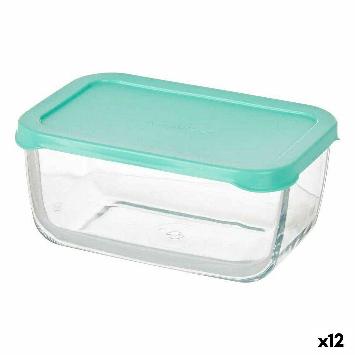 Lunch box Snow 790 ml Green Transparent Glass Polyethylene (12 Units) - Sterilamo