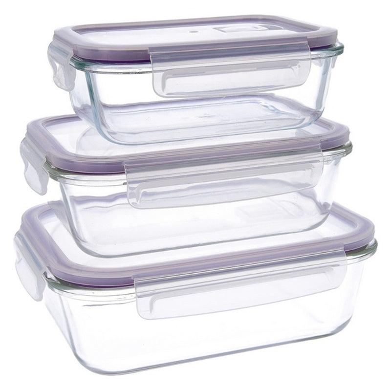 Set of lunch boxes Quid Frost (3 pcs) Transparent Glass 3 Pieces - Sterilamo