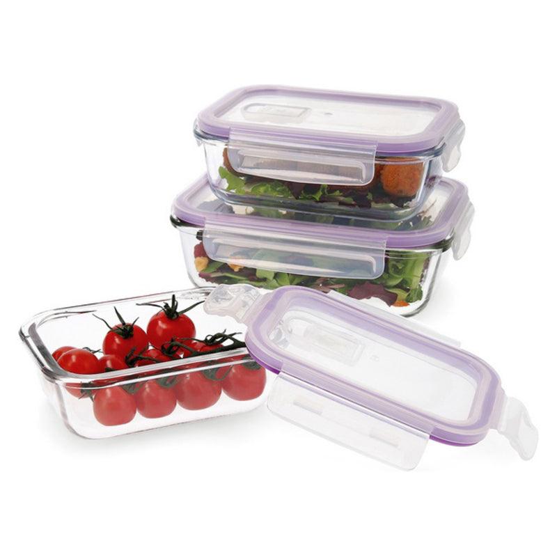 Set of lunch boxes Quid Frost (3 pcs) Transparent Glass 3 Pieces - Sterilamo